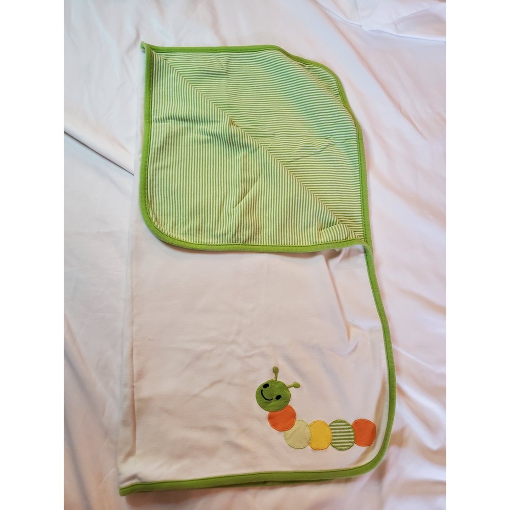 Gymboree Vintage Baby Blanket Caterpillar‎ Green Striped Rare